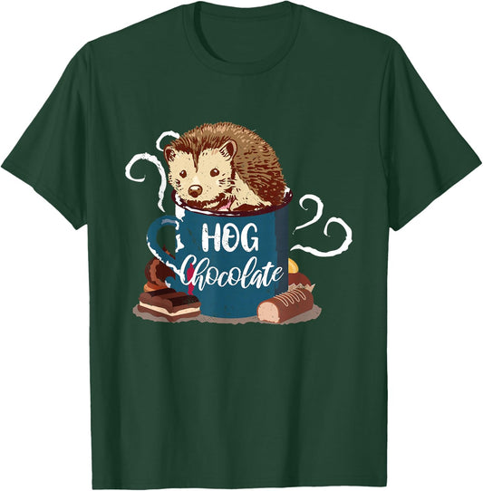 Hedgehog Hot Chocolate Porcupine Hedgehog Forest Animal T-Shirt - T-Shirt | Forest