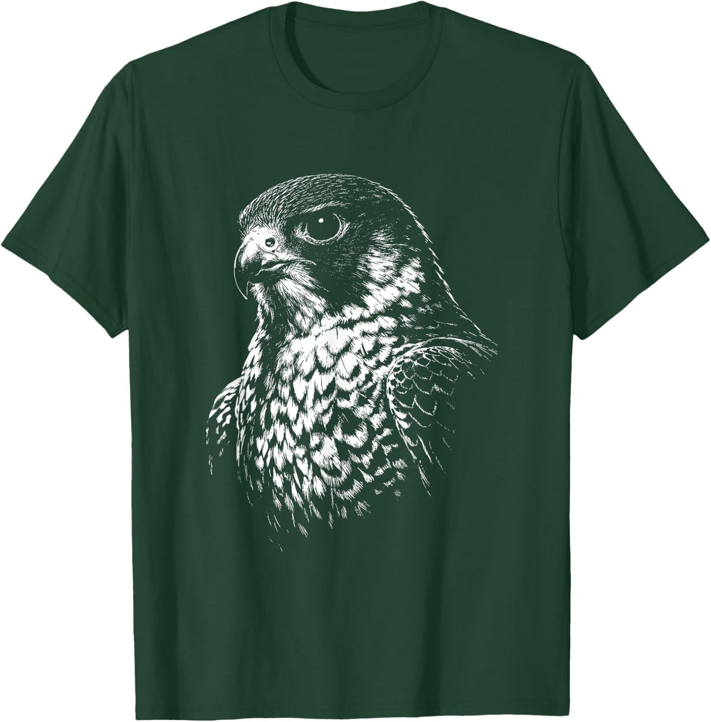 Falcon Portrait Black and White Animal Lover T-Shirt - T-Shirt | Forest