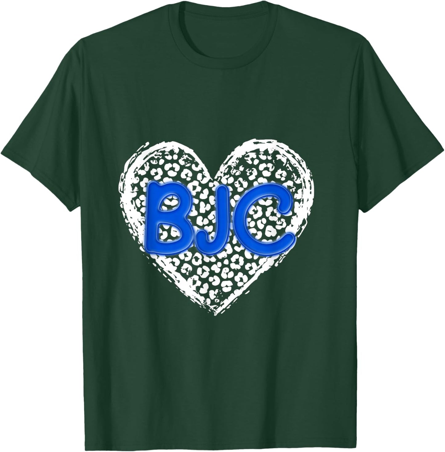 BJC Blue Initials Leopard Cheetah Heart Trendy T-Shirt - T-Shirt | Forest