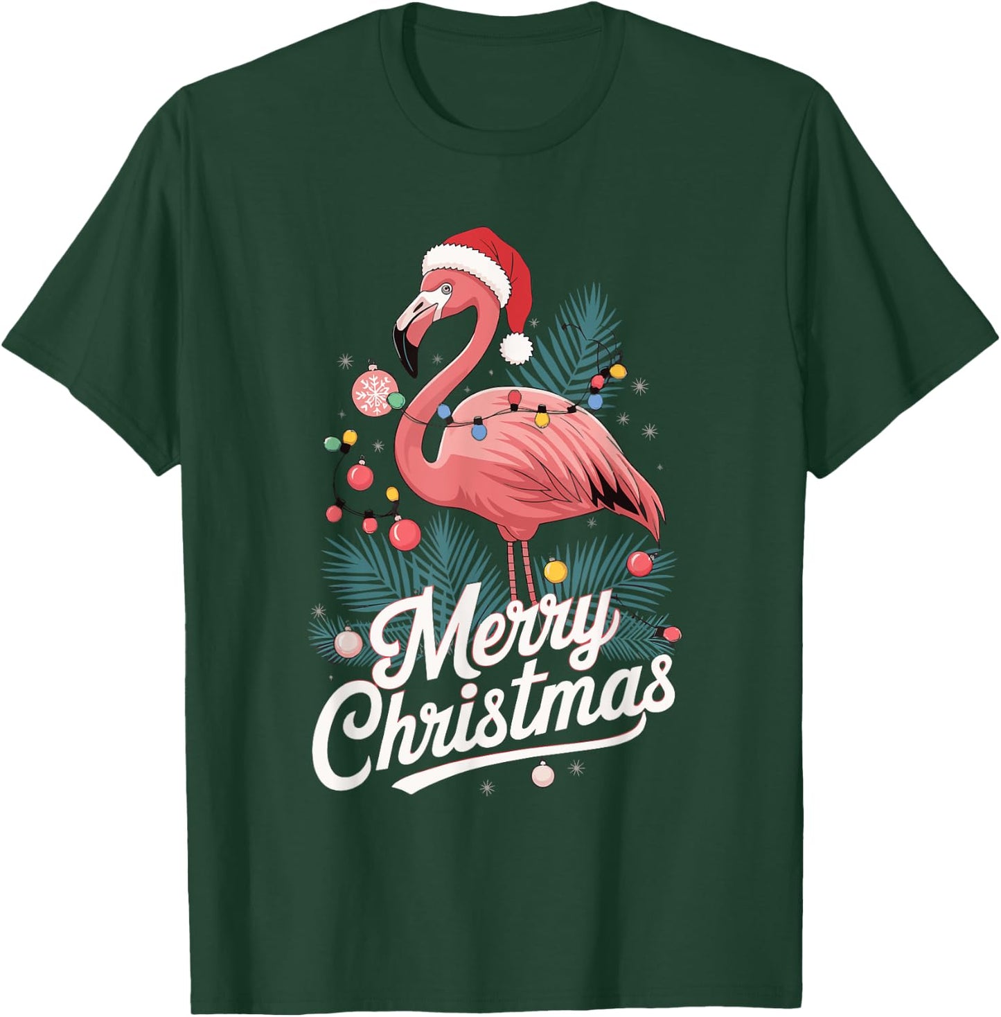 Merry Christmas Christmas Flamingo T-Shirt - T-Shirt | Forest