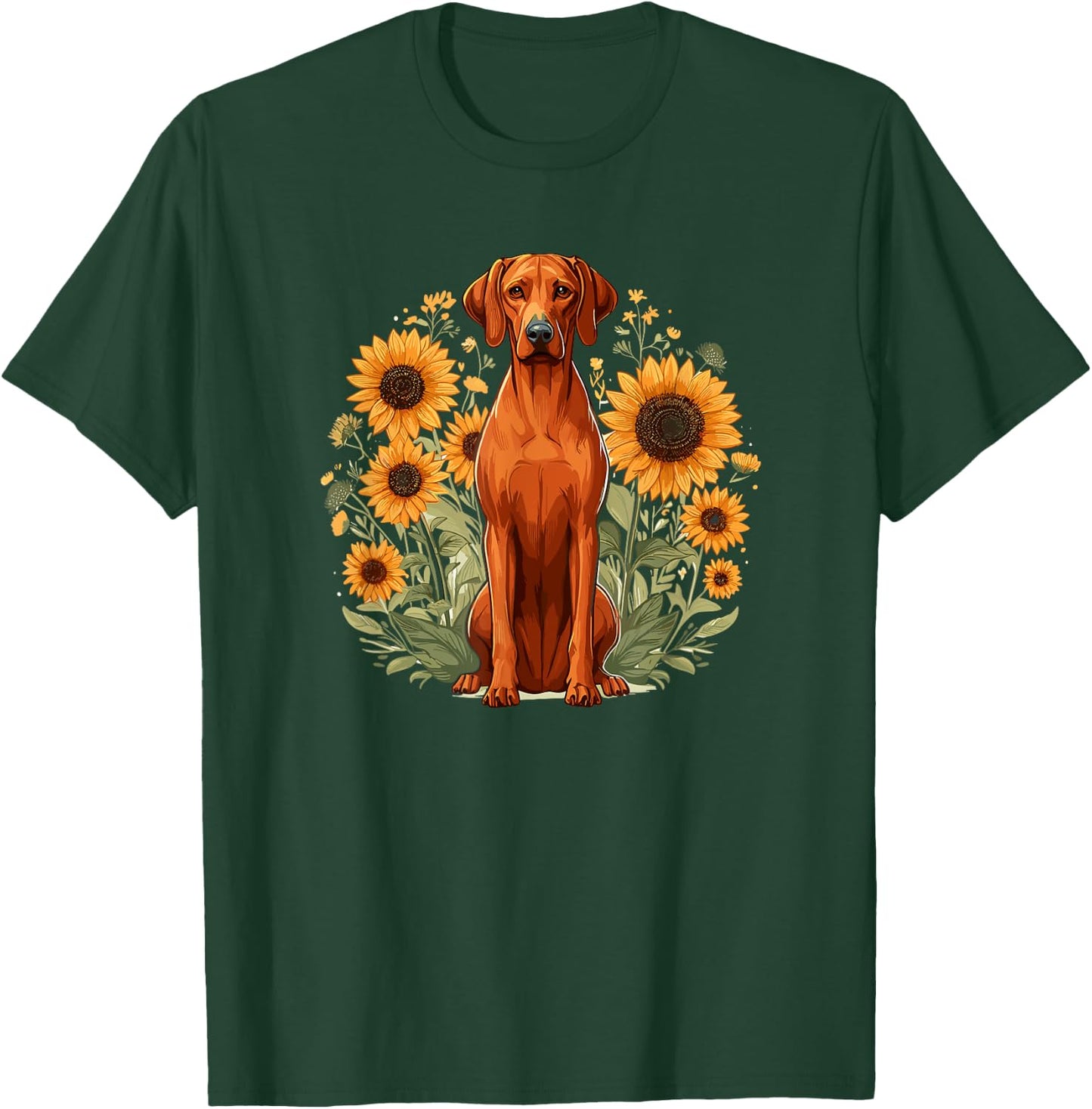 Cute Sunflowers Funny Rhodie Dog Lover T-Shirt - T-Shirt | Forest