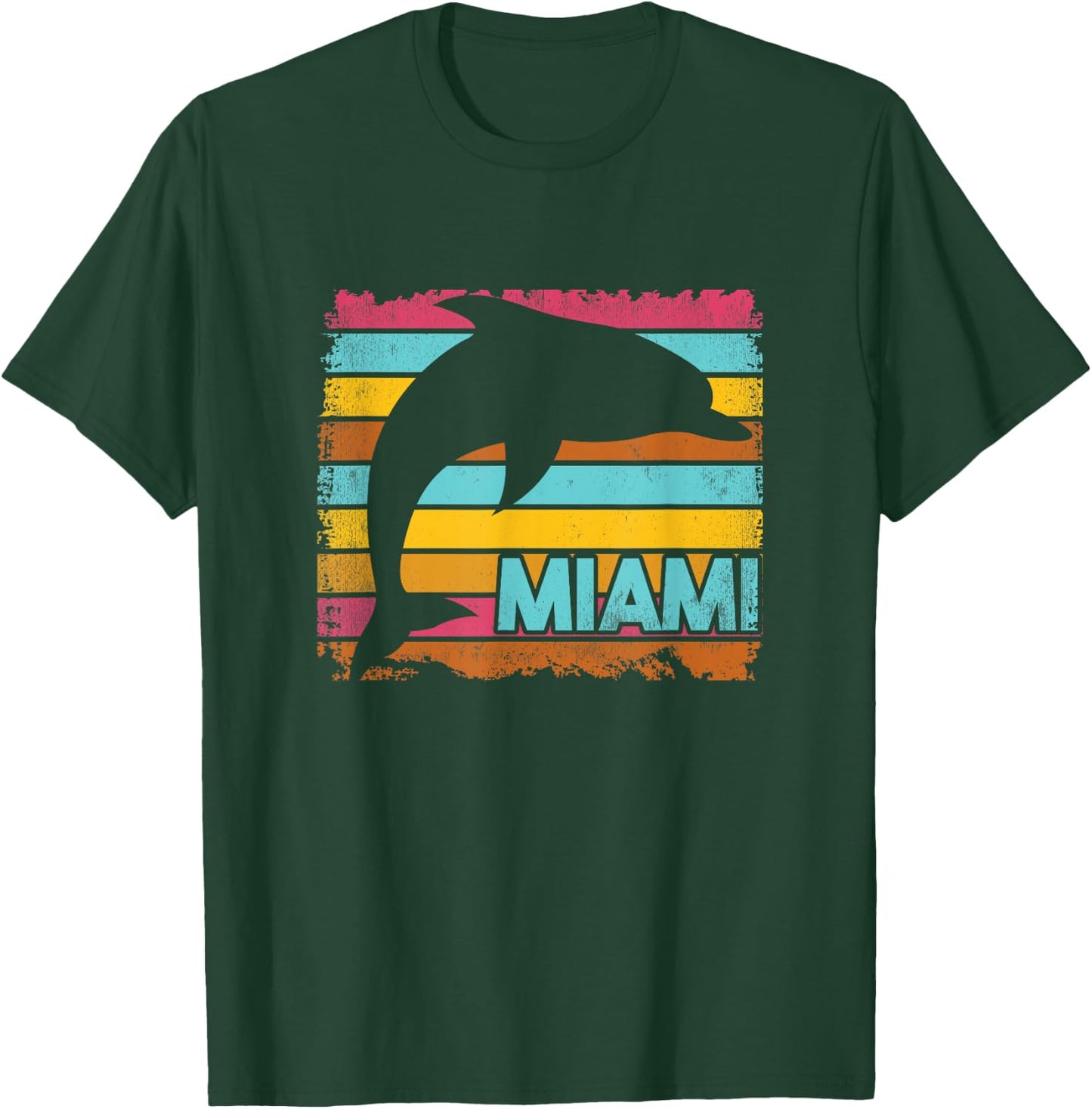 Miami Resident Vintage Dolphin Silhouette Souvenir Gift T-Shirt - T-Shirt | Forest