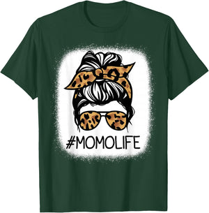 MOMO Leopard Messy Bun Mother's Day for Grandmothers T-Shirt - T-Shirt | Forest