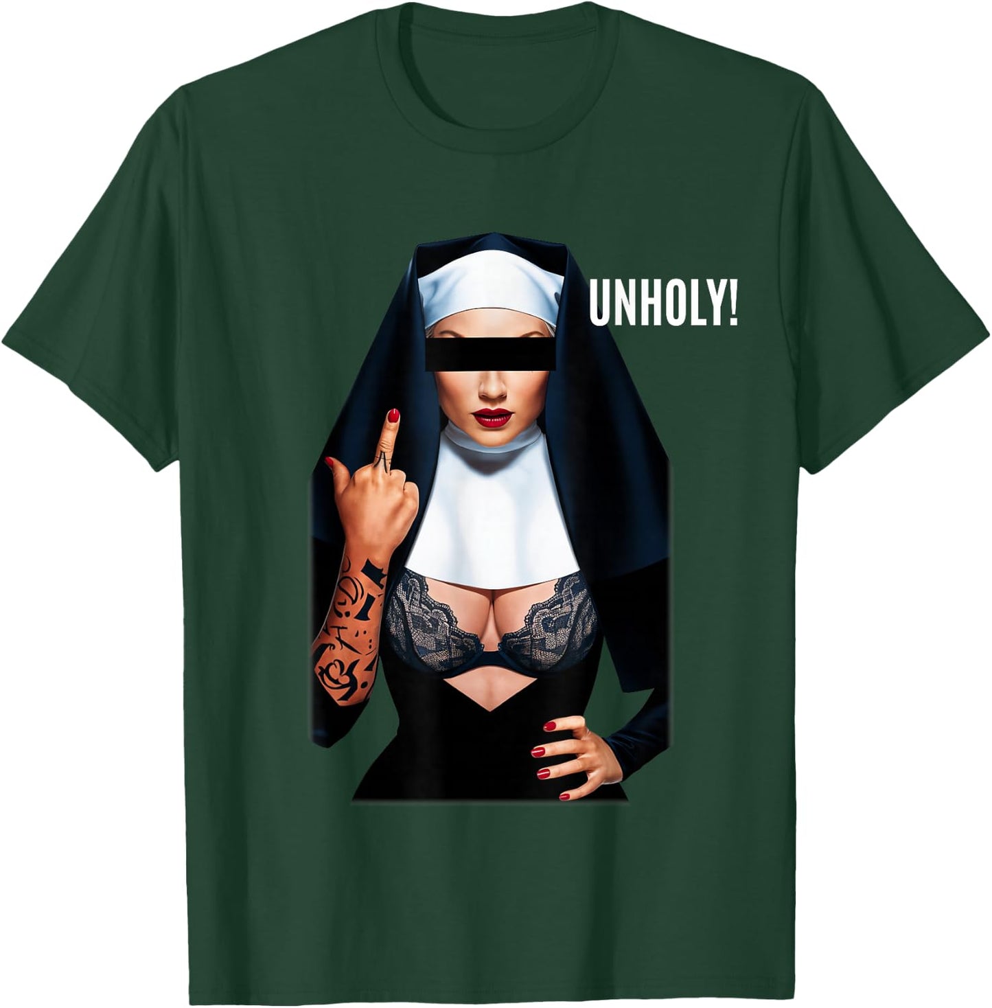 Unholy Sexy Nun Tattoo , Black, S T-Shirt - T-Shirt | Forest