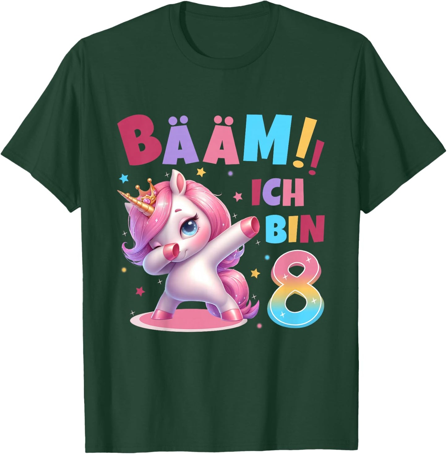 Children's 8th Birthday Girl 8 Years Unicorn Party Outfit Unicorn , black T-Shirt - T-Shirt | Forest