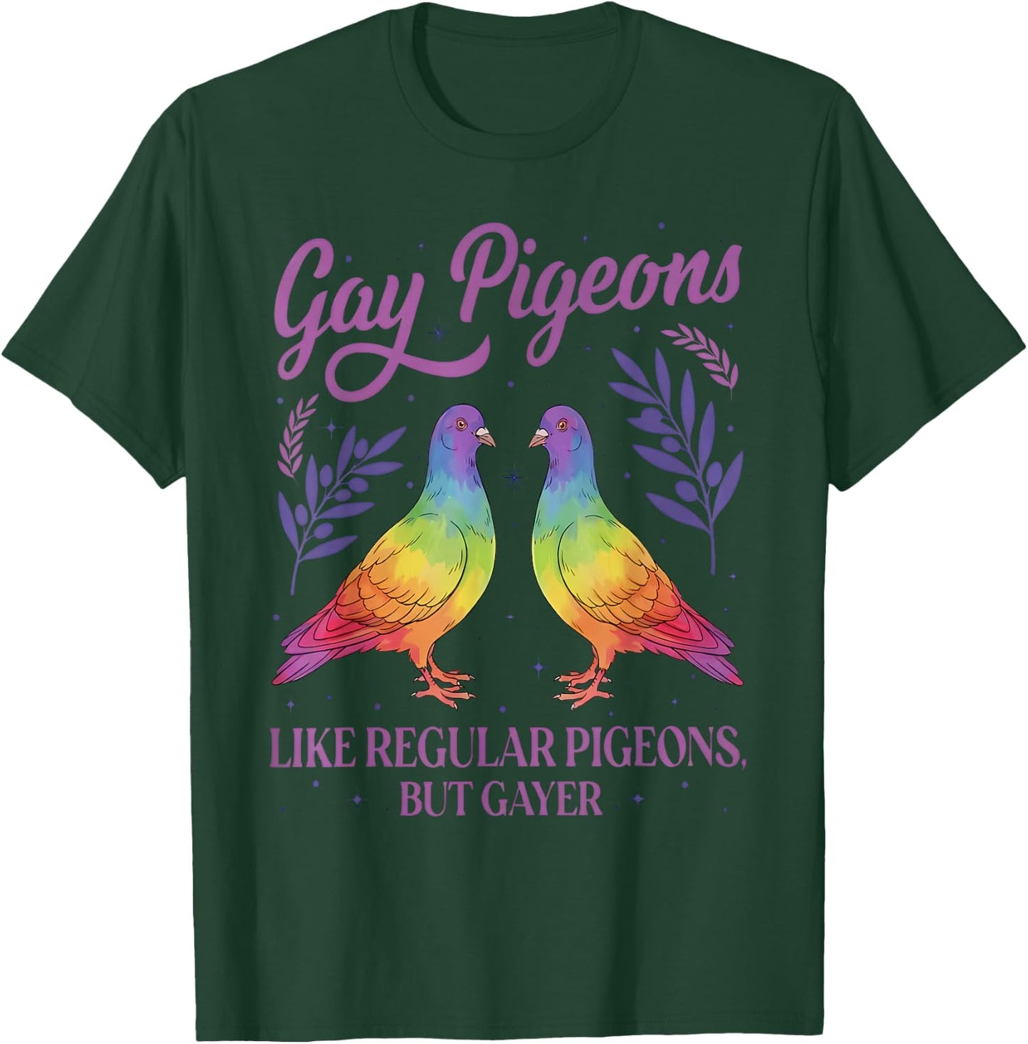 Funny Retro Gay Pigeons LGBT Pride Month Humor Sarcastic T-Shirt - T-Shirt | Forest