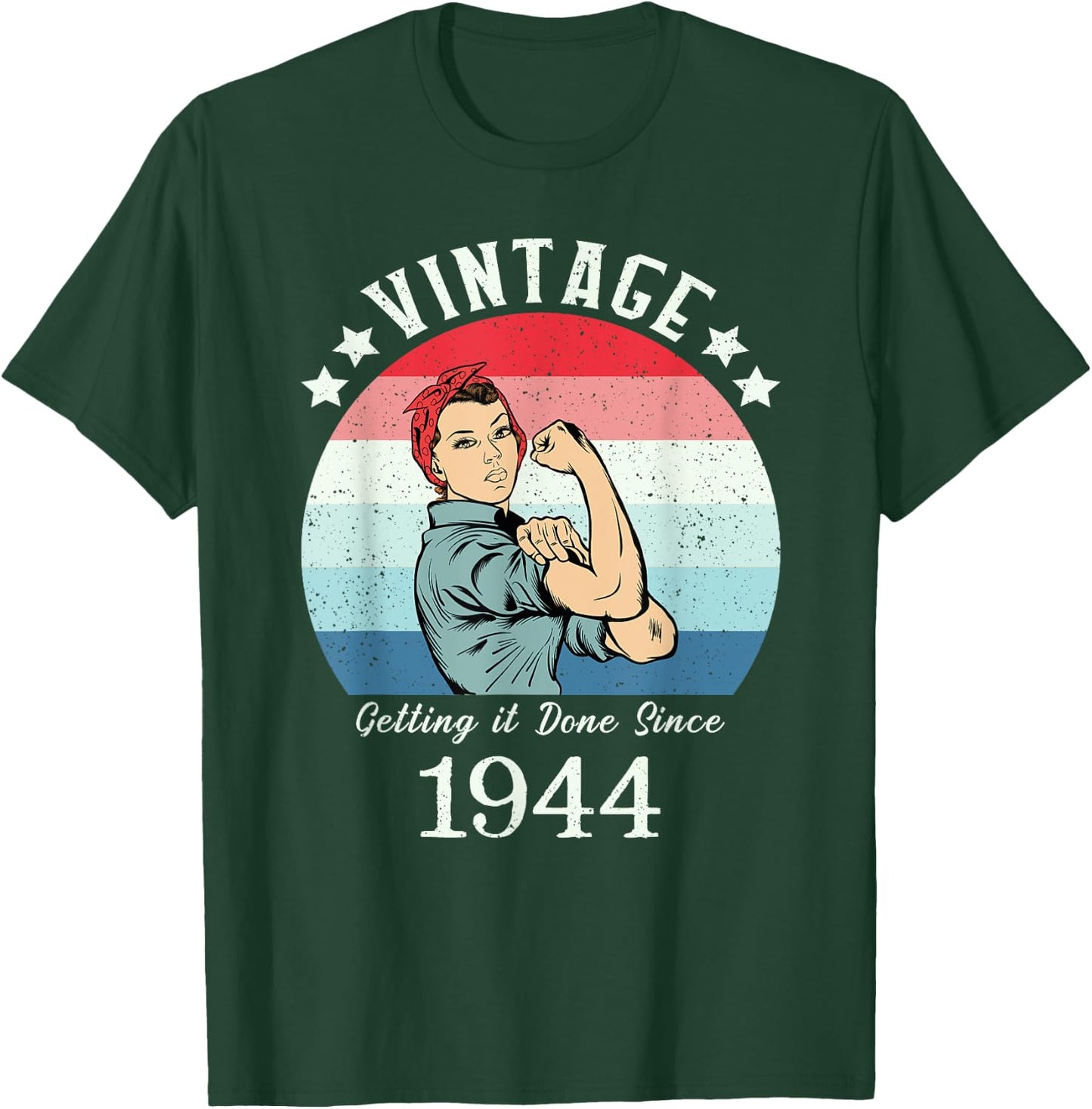 Vintage 1944 Strong Rosie Birthday Gifts T-Shirt - T-Shirt | Forest