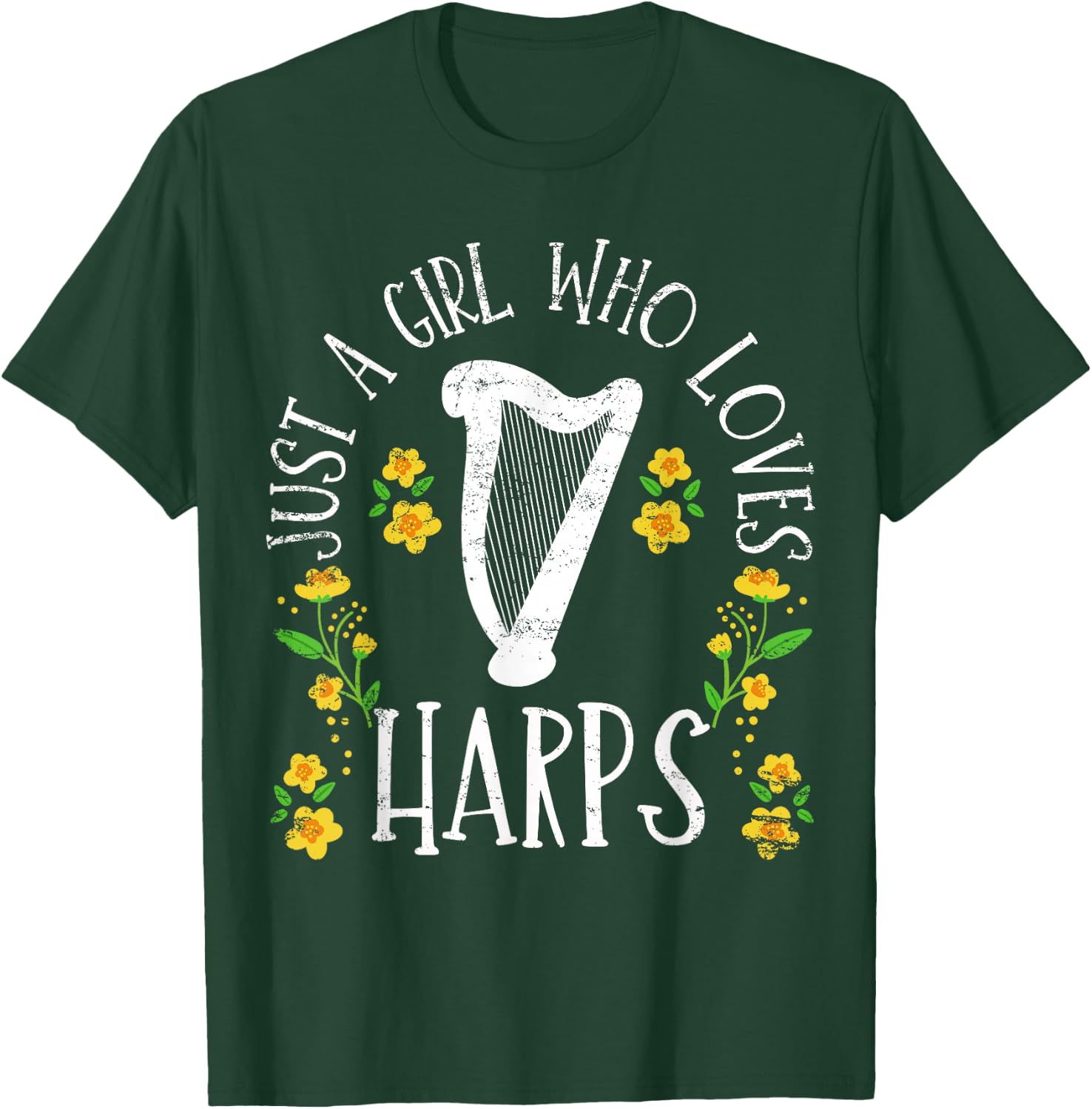 Harp Harpist Girl Cute T-Shirt - T-Shirt | Forest