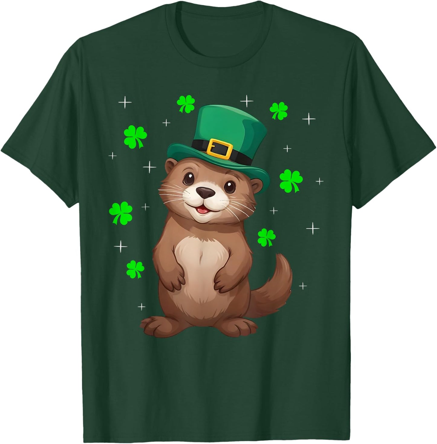 Irish Shamrock Leprechaun Hat Otter St Patrick's Day T-Shirt - T-Shirt | Forest
