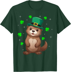 Irish Shamrock Leprechaun Hat Otter St Patrick's Day T-Shirt - T-Shirt | Forest