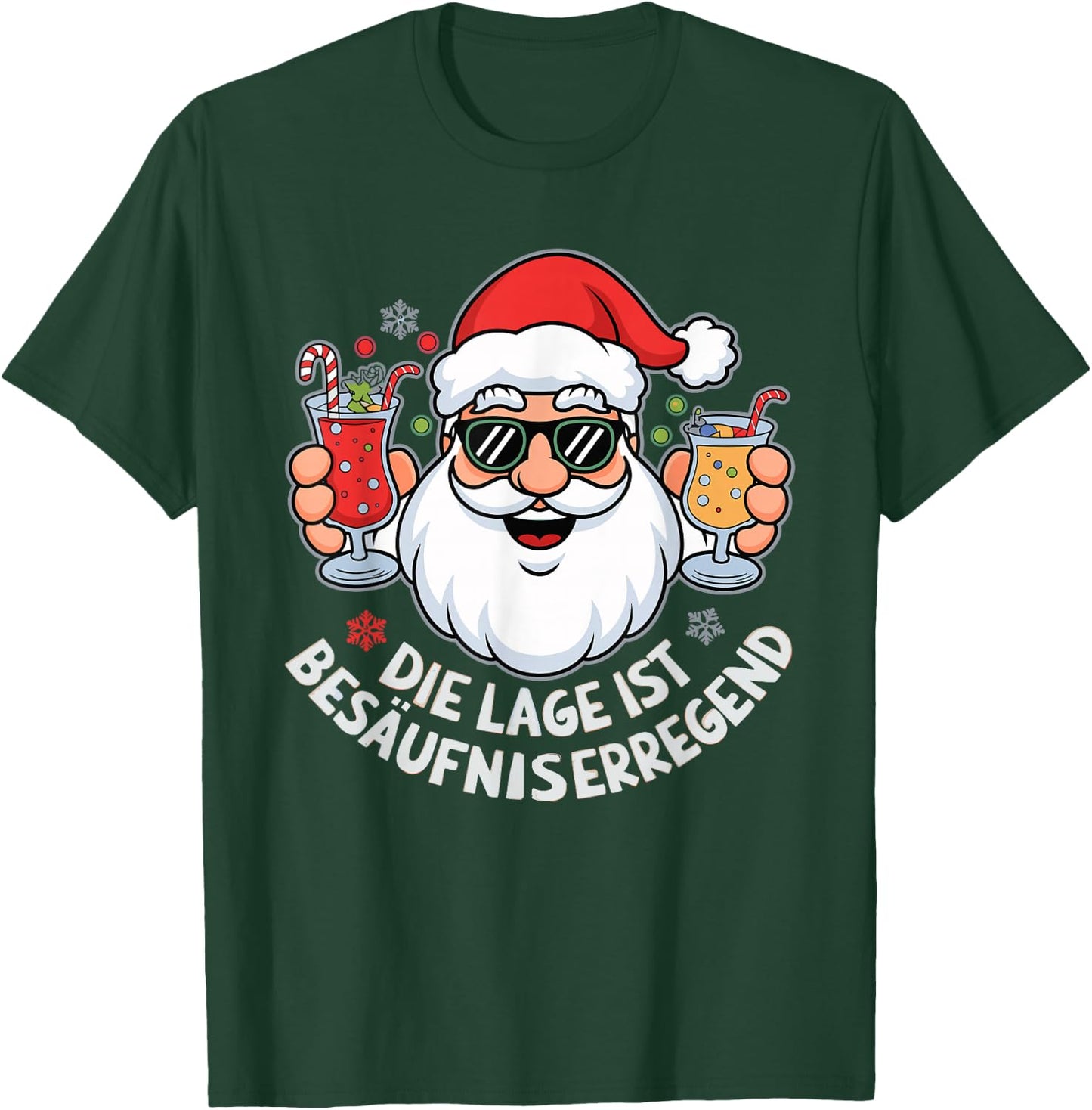 with German Text "Die Lage Ist Besäufniserregend Christmas", black T-Shirt - T-Shirt | Forest