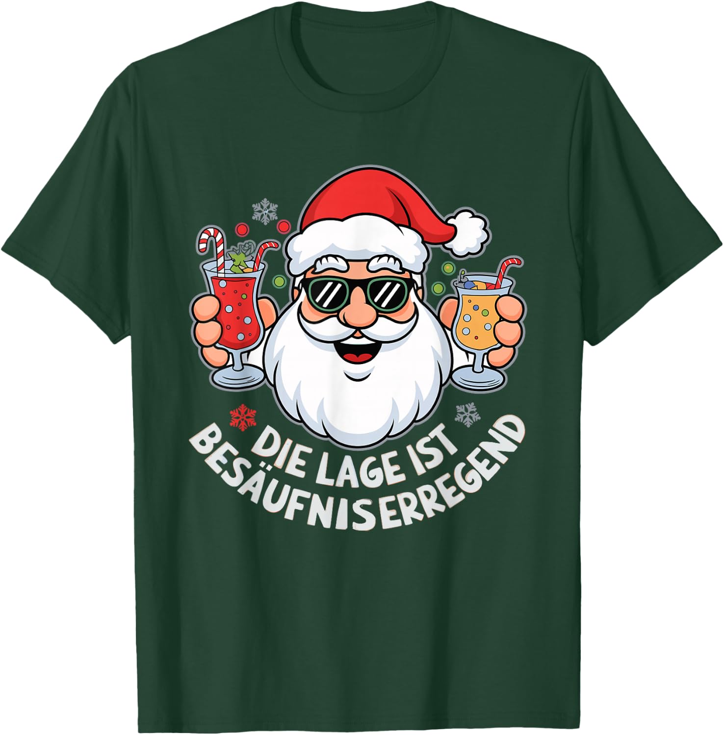 with German Text "Die Lage Ist Besäufniserregend Christmas", black T-Shirt - T-Shirt | Forest