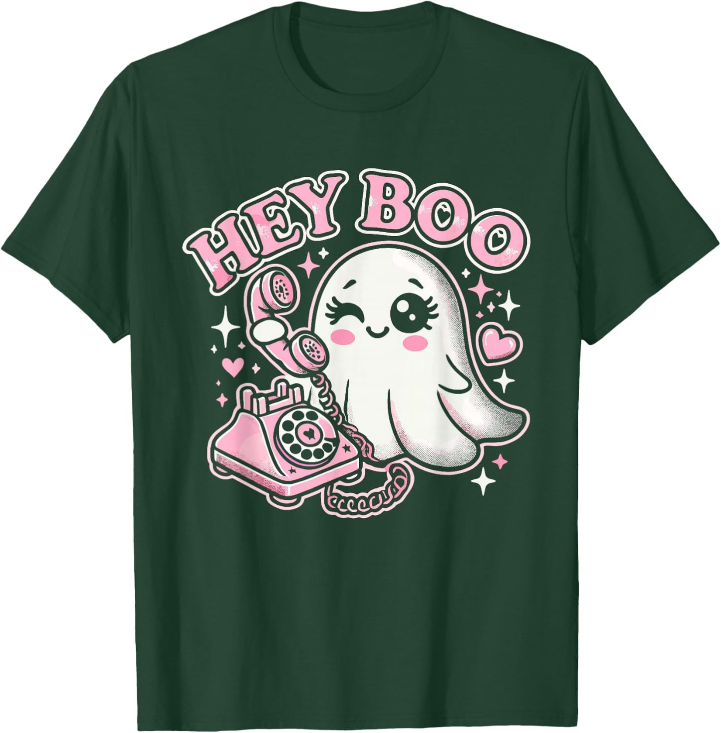 Groovy Hey Boo Cute Ghost Funny Halloween Girls Women Kids T-Shirt - T-Shirt | Forest