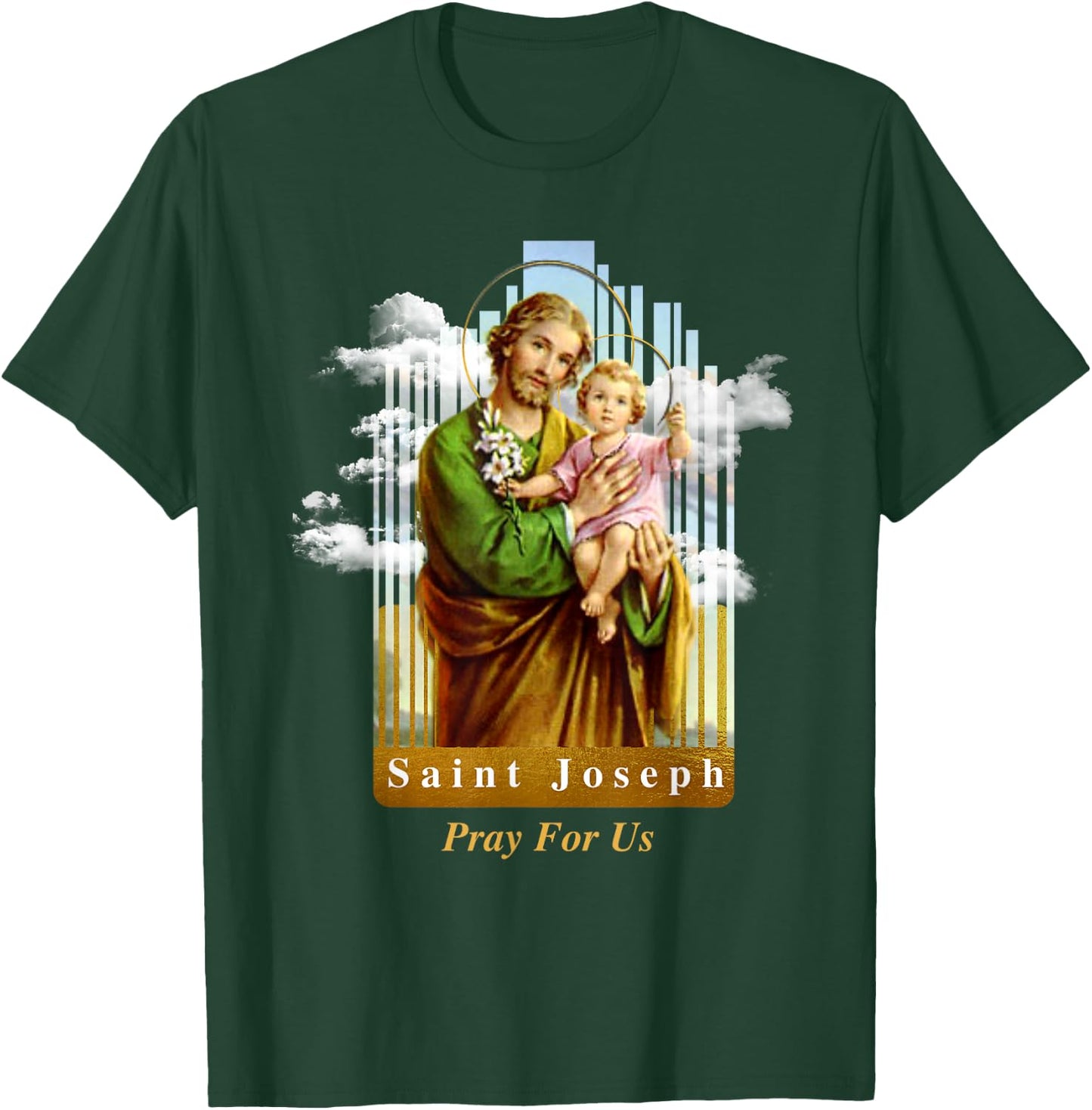 Saint Joseph Catholic Church St. Joseph With Infant Jesus T-Shirt - T-Shirt | Forest