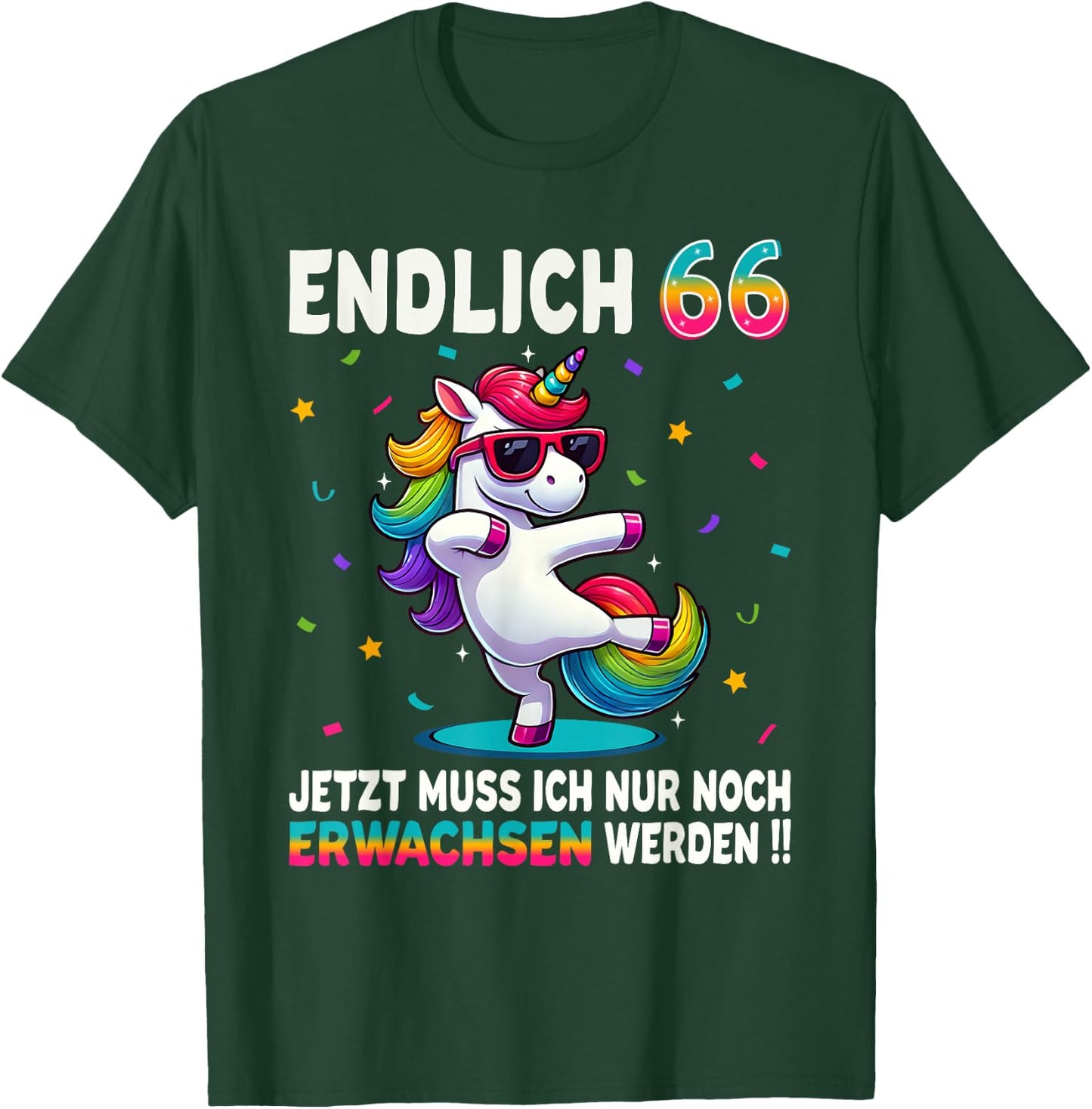 66 Geburtstag Geschenke Frau Mann Party Outfit Einhorn T-Shirt - T-Shirt | Forest