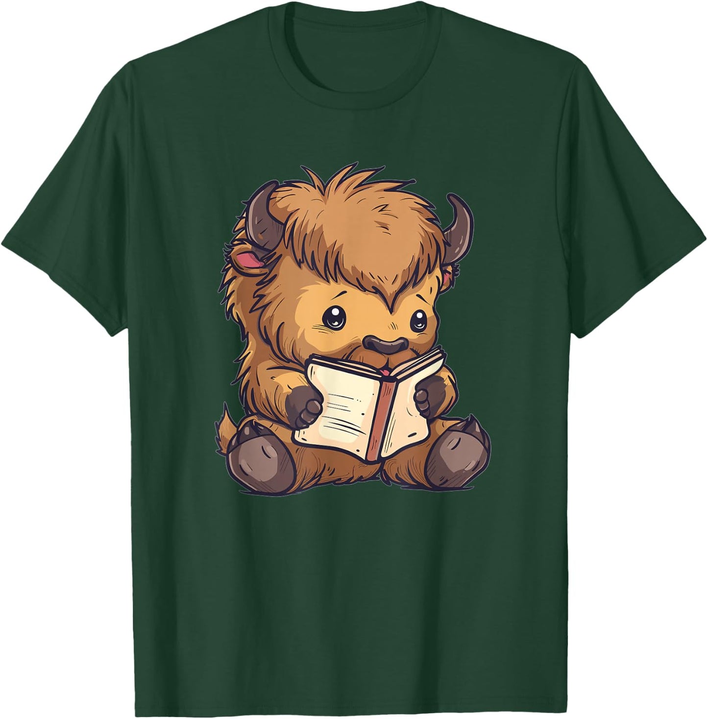 Cute Bison With Book I Kids Bison T-Shirt - T-Shirt | Forest