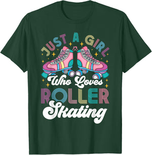 Cool Roller Skating Skate Girl 1970s Retro Just A Girl Who T-Shirt - T-Shirt | Forest