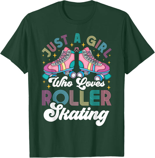Cool Roller Skating Skate Girl 1970s Retro Just A Girl Who T-Shirt - T-Shirt | Forest
