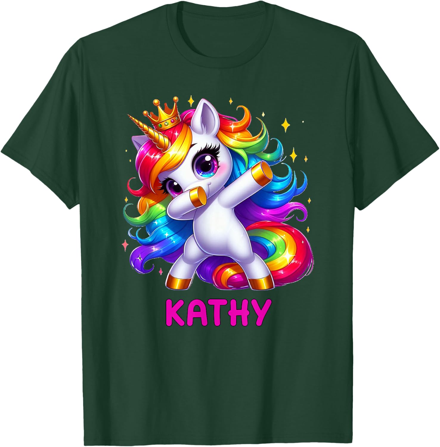 KATHY Personalized Name Dabbing Unicorn Birthday Queen T-Shirt - T-Shirt | Forest