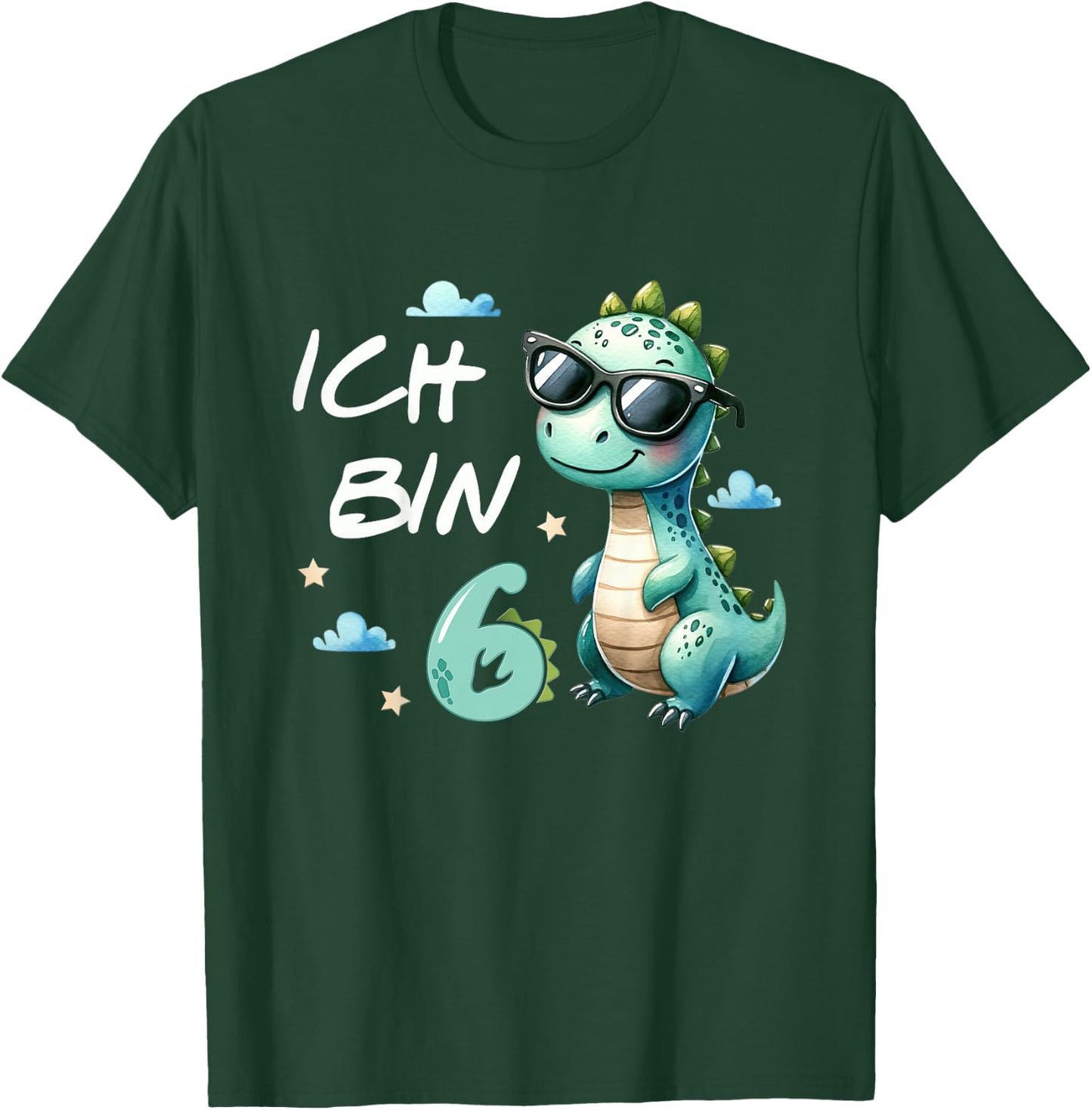 Children's 6th Birthday Boy Girl Gifts 6 Years Old Cool Dino , black T-Shirt - T-Shirt | Forest