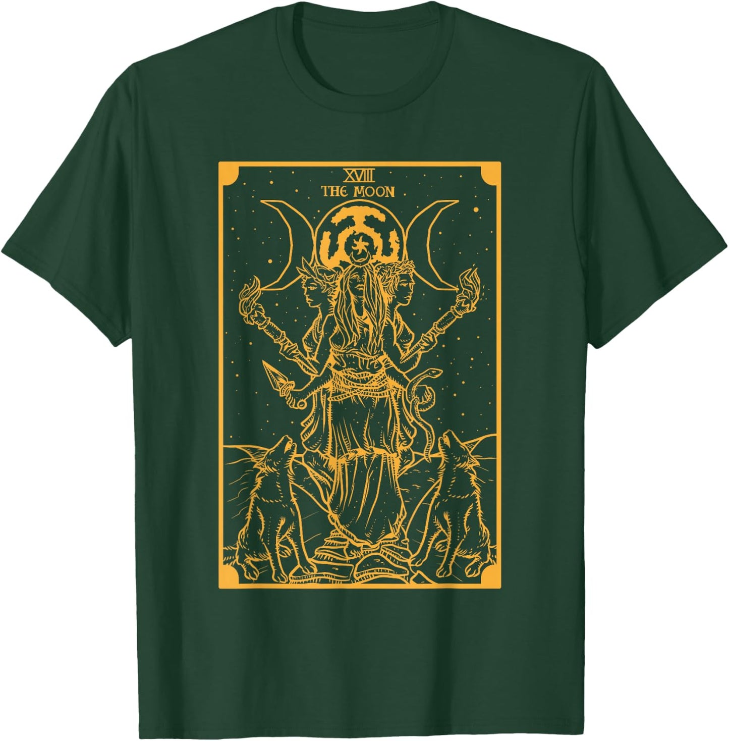Gold Hecate Triple Moon Goddess Witch Hekate Tarot Card Gift T-Shirt - T-Shirt | Forest