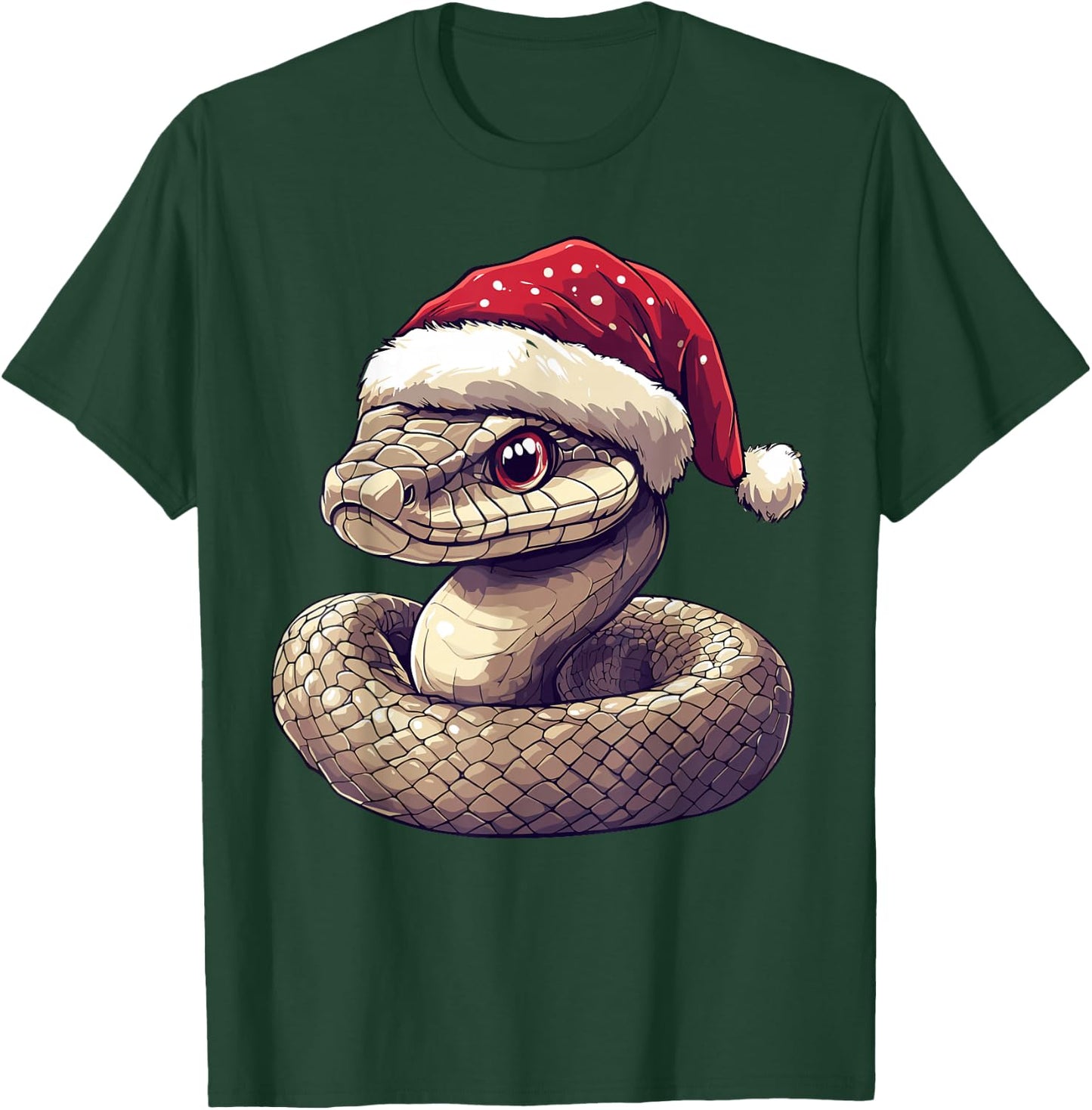 Funny Xmas Snake Lovers Christmas Pajama Snake Santa Hat T-Shirt - T-Shirt | Forest