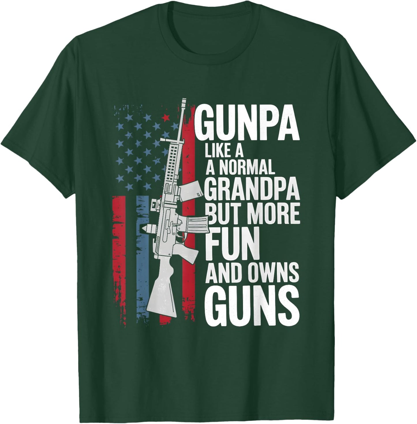Adults Black Small Gunpa Like A Normal Grandpa But More Fun And Owns Guns T-Shirt - T-Shirt | Forest
