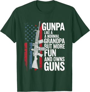 Adults Black Small Gunpa Like A Normal Grandpa But More Fun And Owns Guns T-Shirt - T-Shirt | Forest