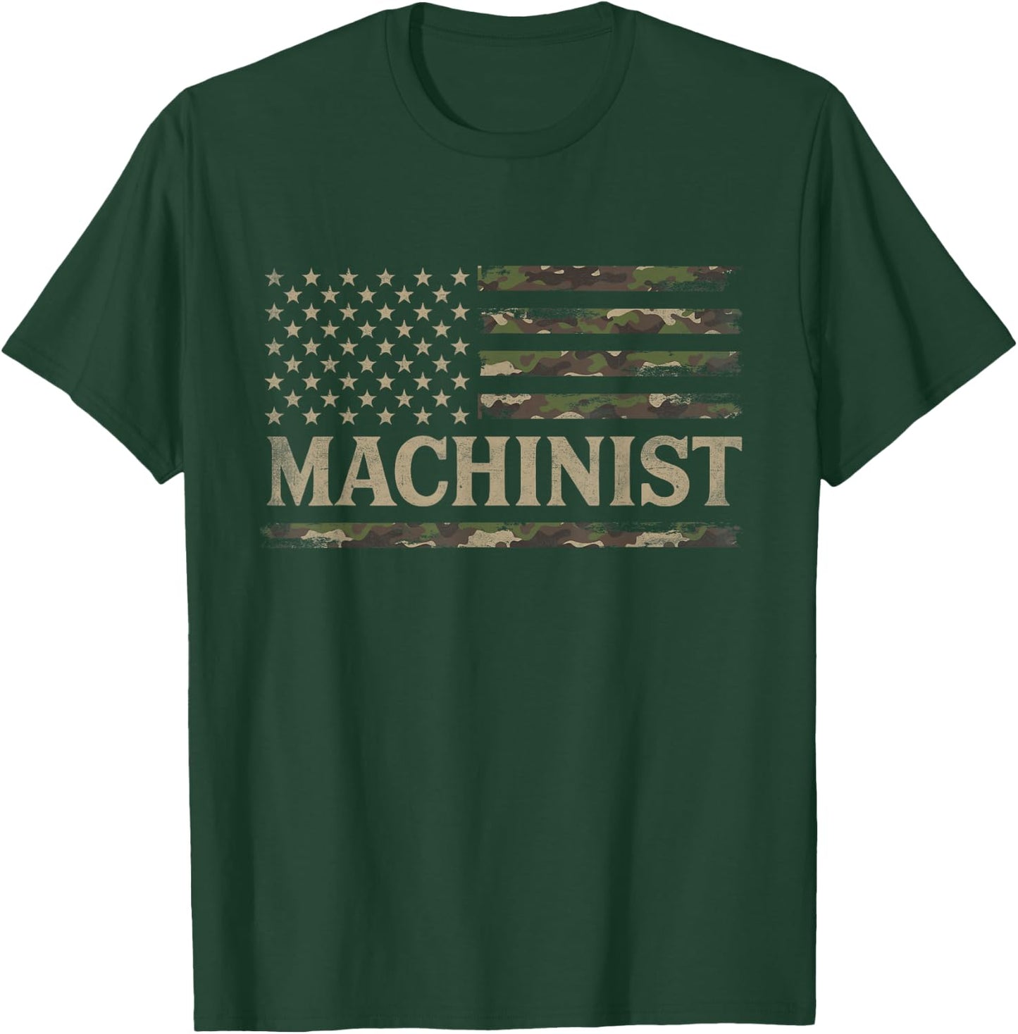 Camo Machinist Camourflage USA Flag Fathers Day T-Shirt - T-Shirt | Forest