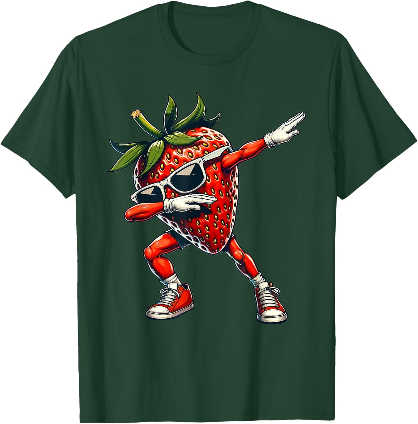 Dabbing Red Strawberry Funny Red Berry with Strawberry T-Shirt - T-Shirt | Forest