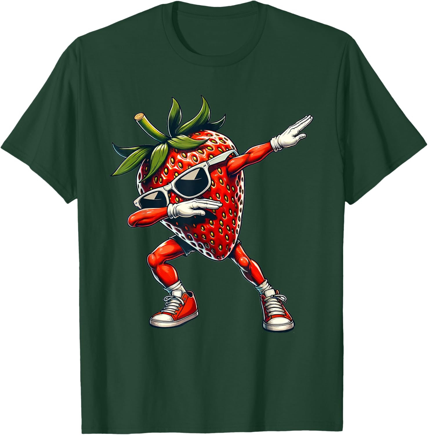 Dabbing Red Strawberry Funny Red Berry with Strawberry T-Shirt - T-Shirt | Forest