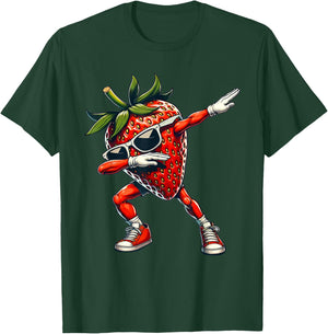 Dabbing Red Strawberry Funny Red Berry with Strawberry T-Shirt - T-Shirt | Forest