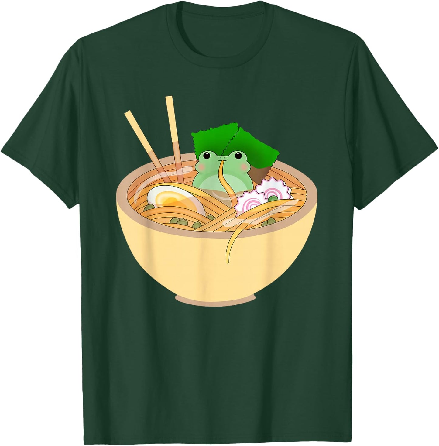 Cute Kawaii Frog Eating In Ramen Bowl T-Shirt - T-Shirt | Forest