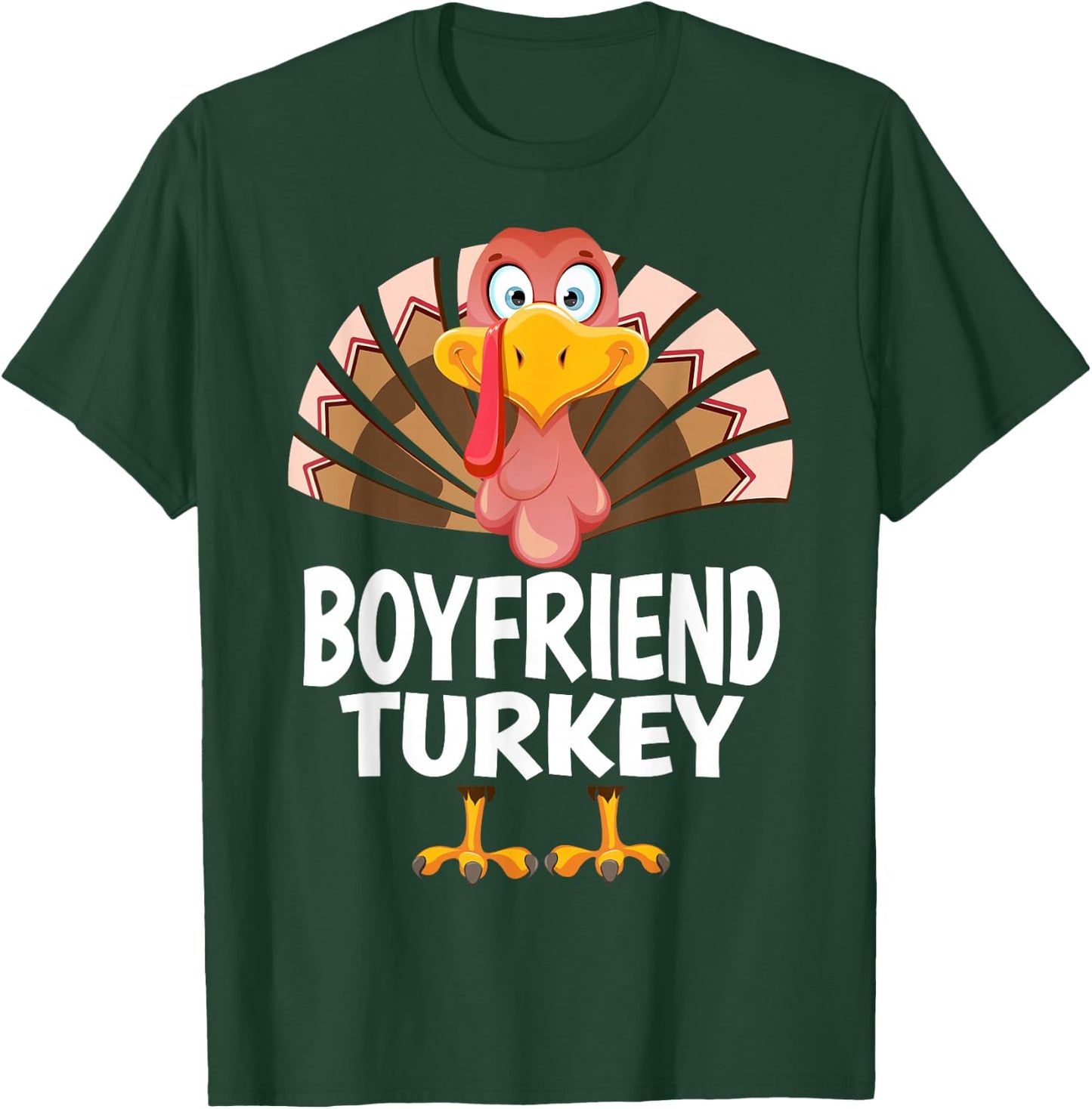 Thanksgiving Boyfriend Turkey Matching Pajama T-Shirt - T-Shirt | Forest
