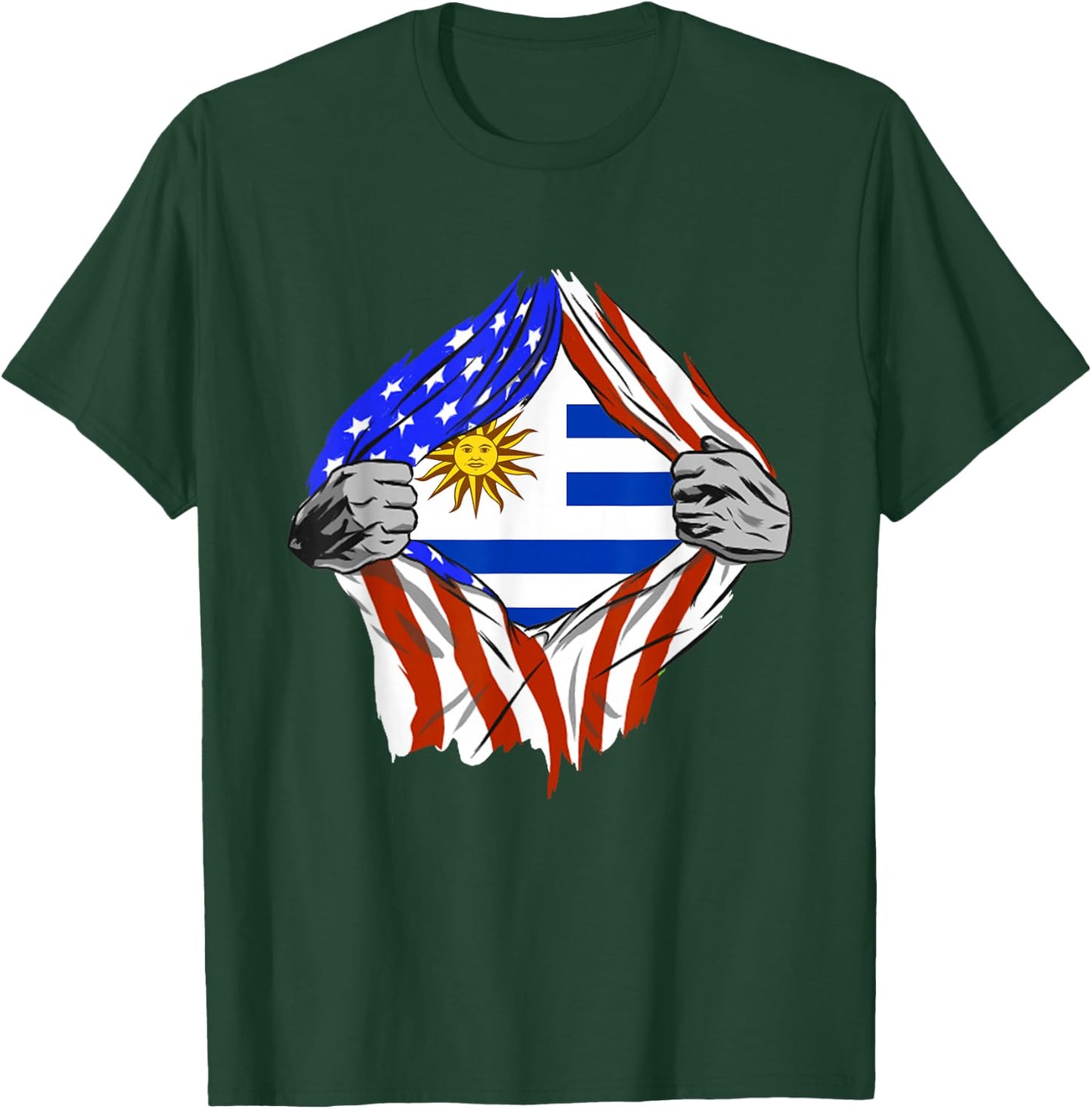 Uruguay Flag Chest USA Uruguayan Pride Uruguayan Roots T-Shirt - T-Shirt | Forest