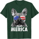 French Bulldog 4th of July Merica American Flag Sunglasses T-Shirt - T-Shirt | Forest