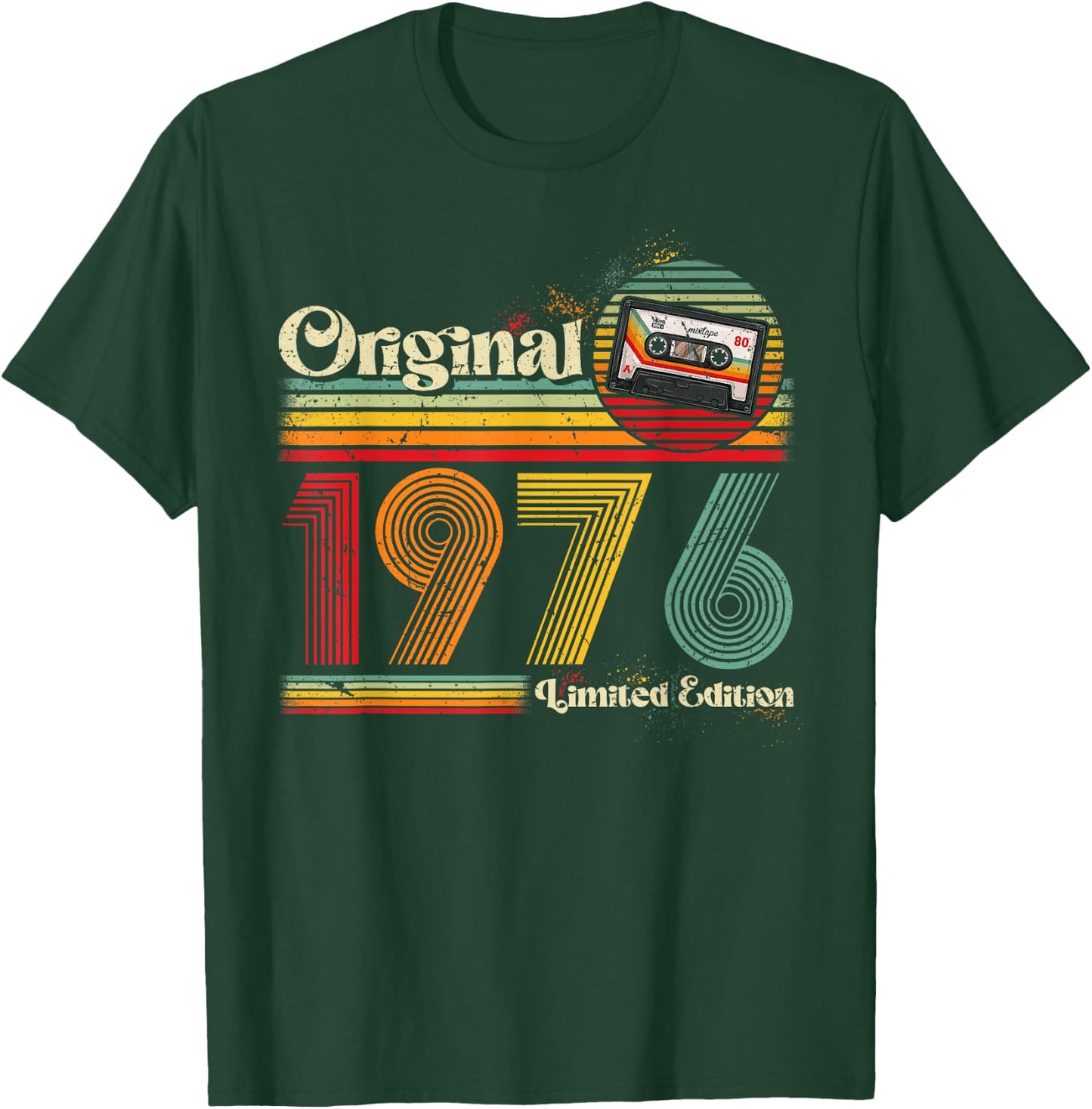 1976 Vintage Anniversary Retro Limited Edition Man Woman Gift , Black T-Shirt - T-Shirt | Forest