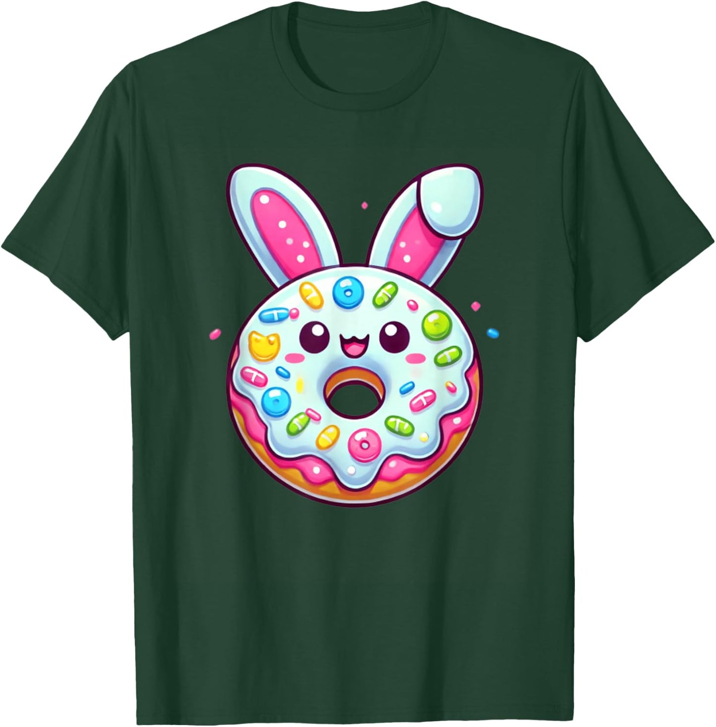 Funny Donut Easter Shirt with Bunny Ears for Boys Girls Kids T-Shirt - T-Shirt | Forest
