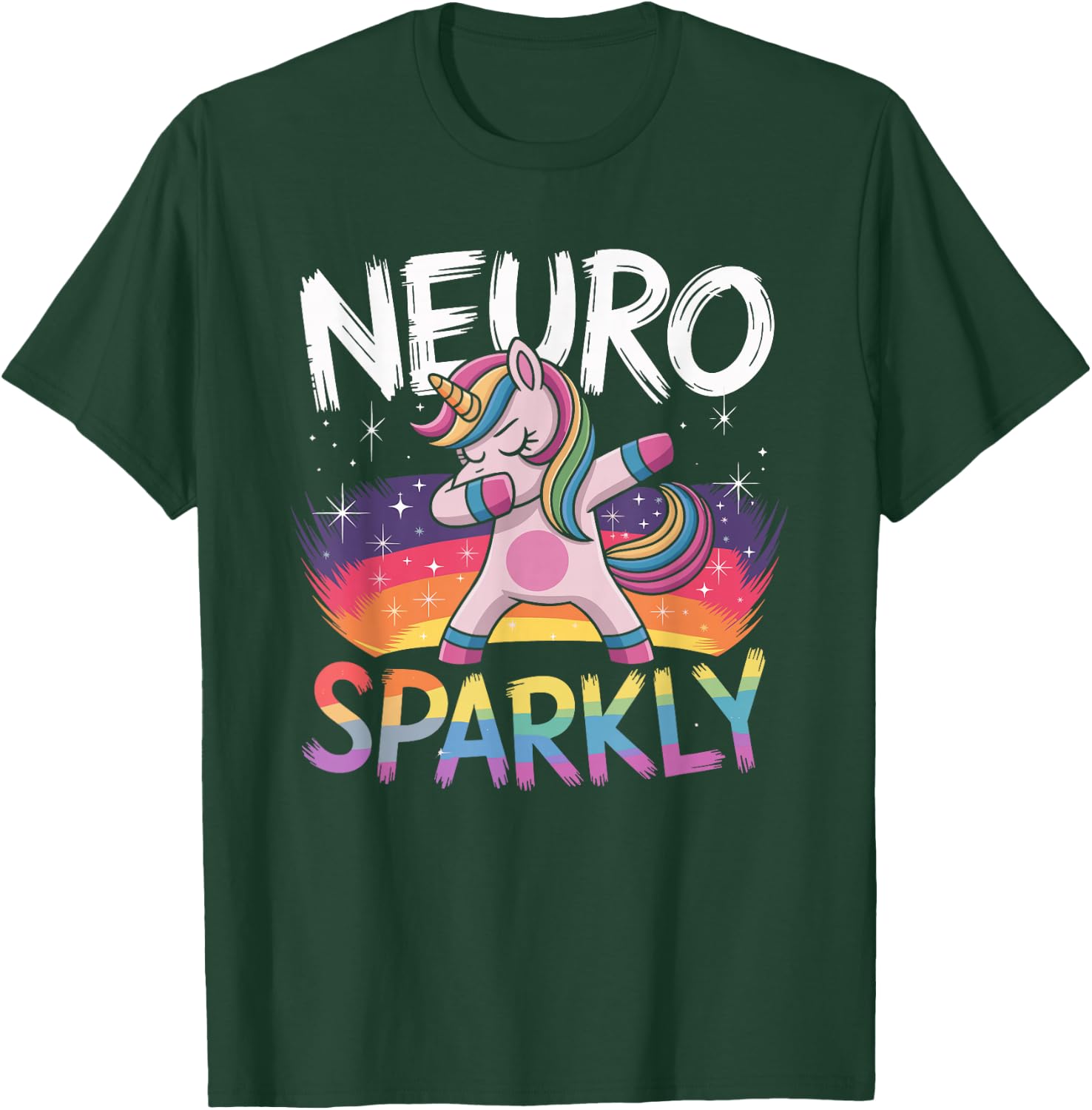 Neurodivergent Neurosparkly Neurodivergence Unicorn ADHD T-Shirt - T-Shirt | Forest