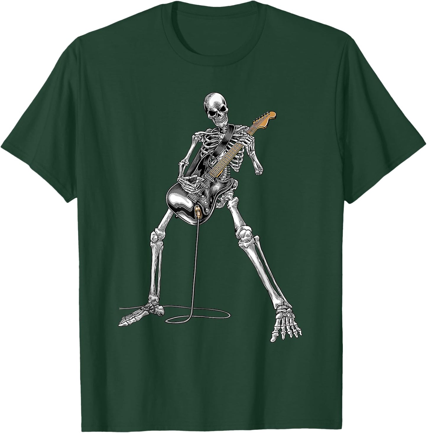 Halloween Skeleton Playing Guitar Rock And Roll Band T-Shirt - T-Shirt | Forest