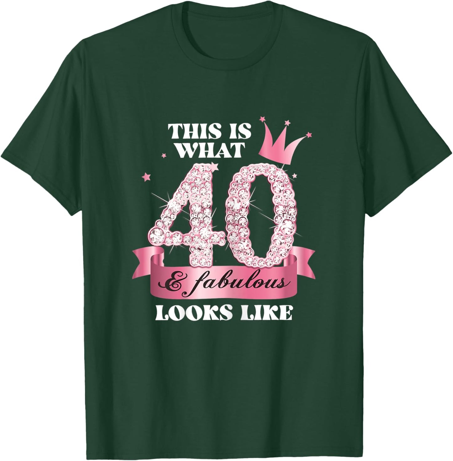 40 & Fabulous I Pink Black Party Group Photo Outfit T-Shirt - T-Shirt | Forest