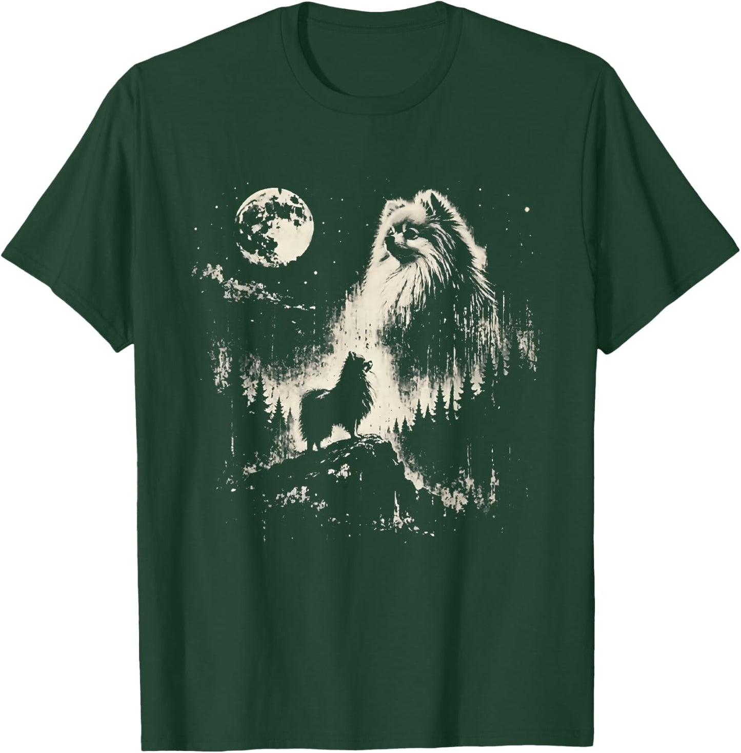 Pomeranian Howling at the Moon T-Shirt - T-Shirt | Forest