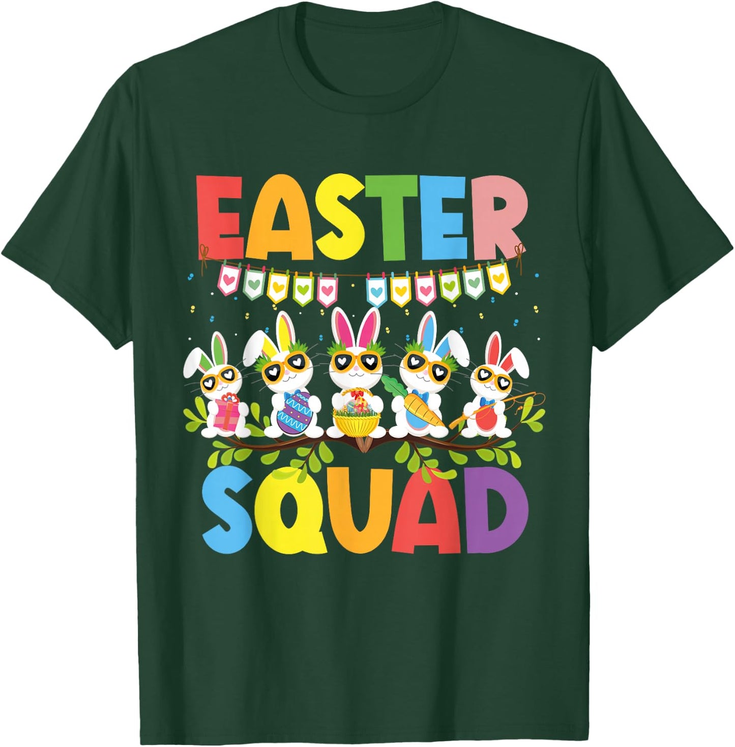 Easter Squad Bunnies Rabbit Happy Easter Day Family Matching T-Shirt - T-Shirt | Forest