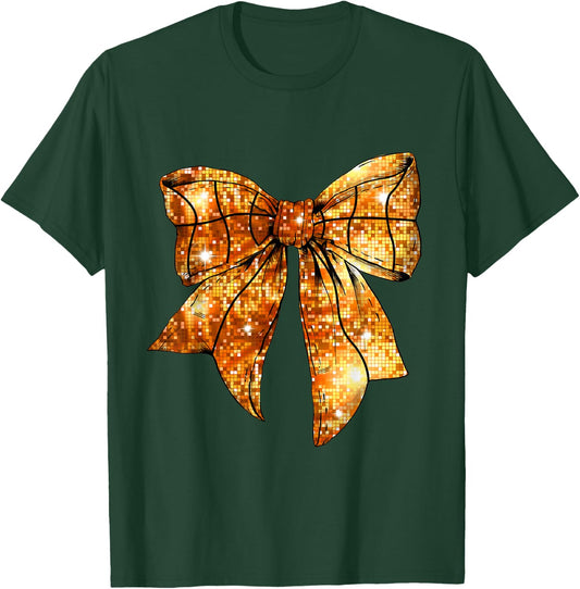 Basketball Mom Coquette Bow For Gameday T-Shirt - T-Shirt | Forest