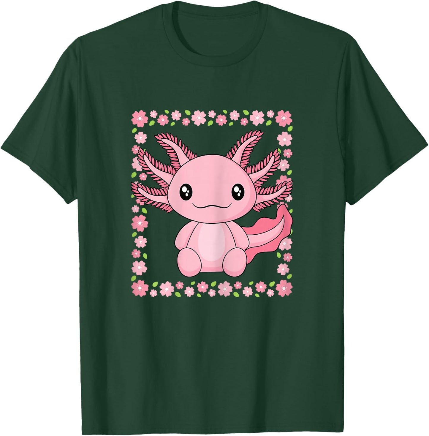 Cute Kawaii Axolotl Lover Women Girls Kids T-Shirt - T-Shirt | Forest