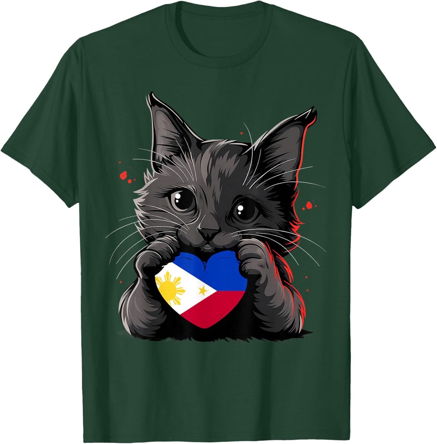 Philippines Flag Cat Pinoy Pilipinas Pride Filipino Roots T-Shirt - T-Shirt | Forest