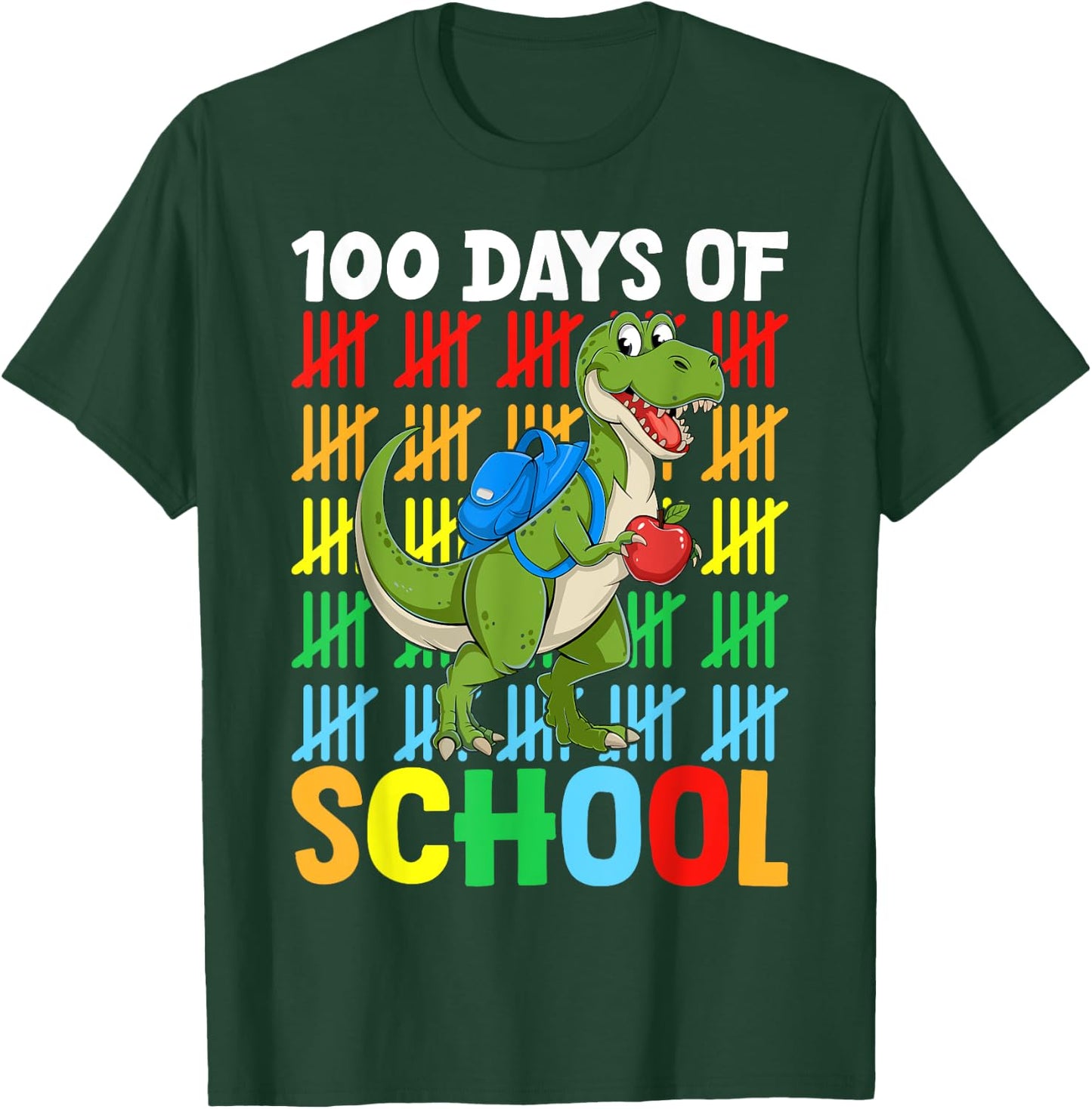 100 Days Of School Dinosaur Happy 100th Day of School T-Shirt - T-Shirt | Forest