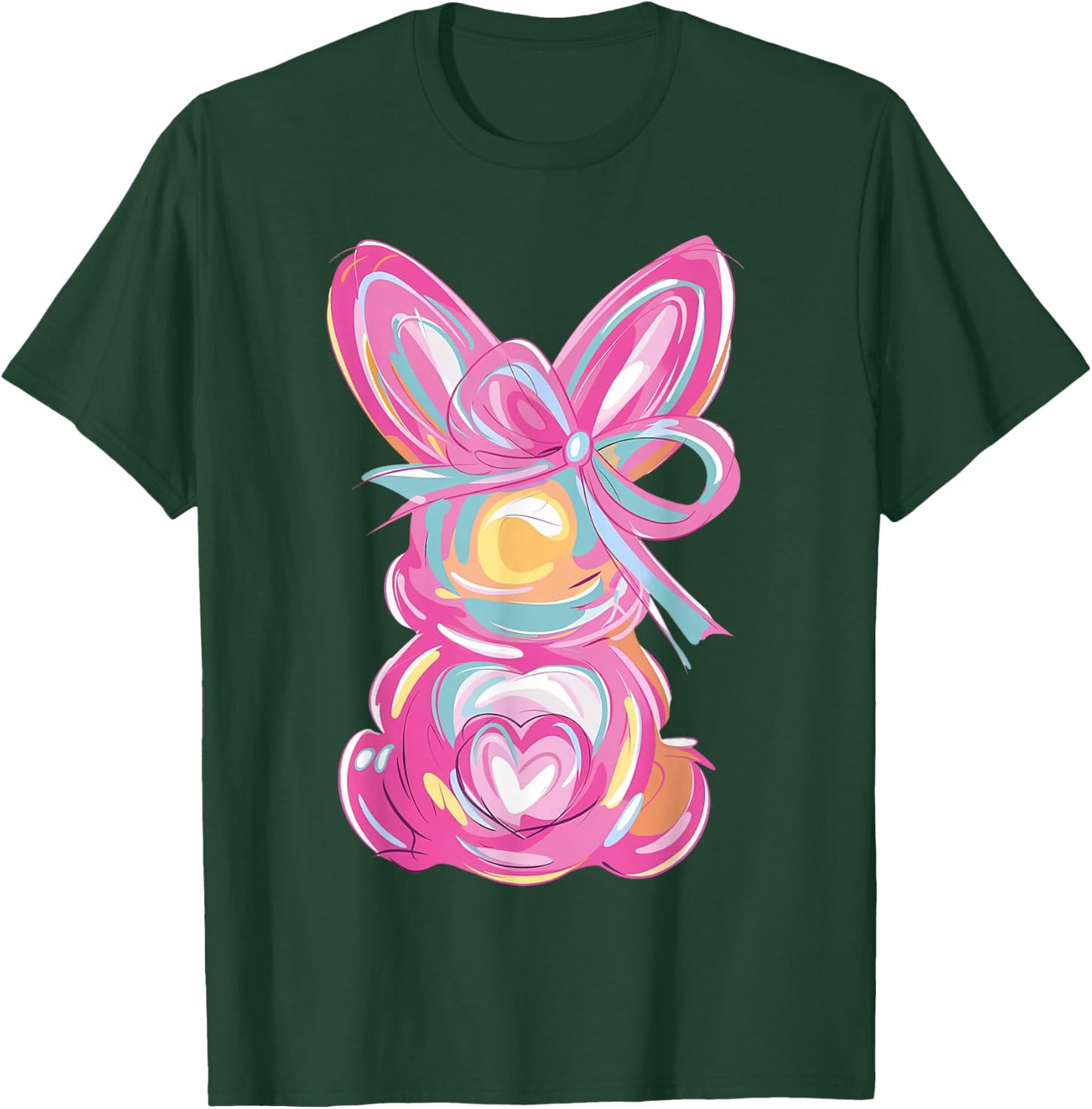 Easter Cute Bunny Coquette Bow Tie Dye Rabbit T-Shirt - T-Shirt | Forest