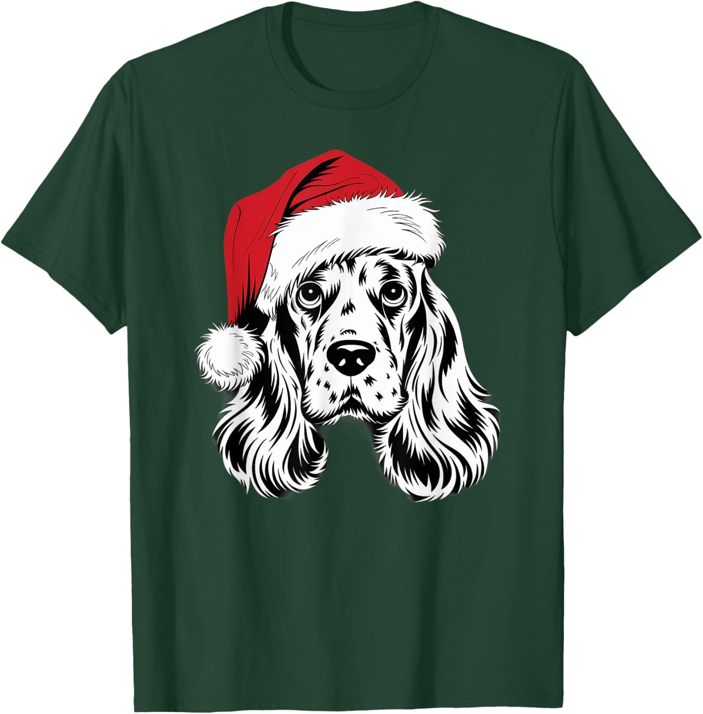 Joyful Cocker Santa Dog on Cocker Spaniel Christmas T-Shirt - T-Shirt | Forest