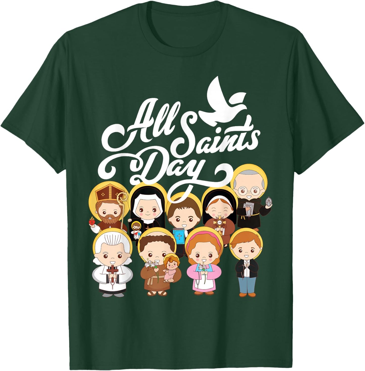 All Saints Day Catholic St Anthony Faustina Kolbe Goretti T-Shirt - T-Shirt | Forest